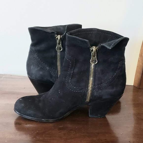 Sam Edelman Women's Louie Black Suede Fringe Ankle Zip Up Boots Size 7 - Picture 4 of 11